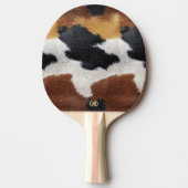 Brown black and white cowhide texture throw pillow 卓球ラケット (正面)