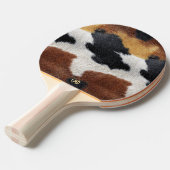 Brown black and white cowhide texture throw pillow 卓球ラケット (正面アングル)