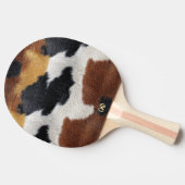 Brown black and white cowhide texture throw pillow 卓球ラケット (横)