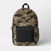 Brown Black Camoflauge Boys School プリントバックパック (正面)