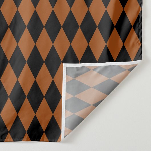 Brown Black Harlequin Diamonds Checkers Design  ファブリック