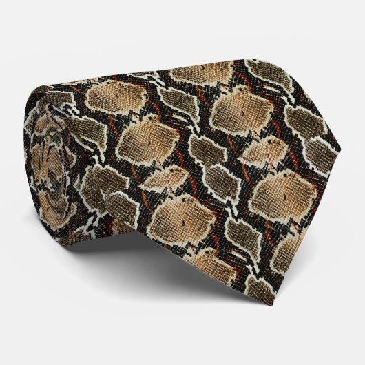 brown black red animal print snake skin ネクタイ (ロール)