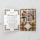 Brown Black Ukrainian Embroidery QR Code Wedding 招待状 (内部)