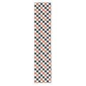 Brown Black White Checkered Pattern Design  ショートテーブルランナー (正面)