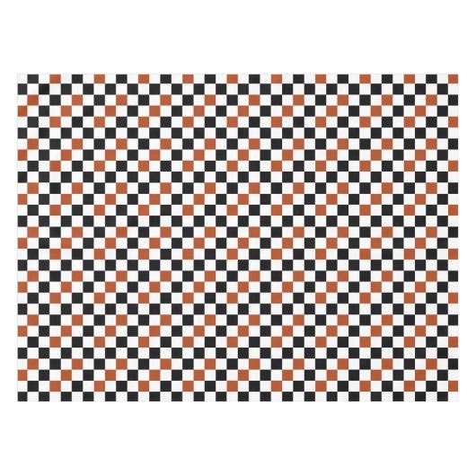 Brown Black White Checkered Pattern Design  テーブルクロス (正面(横))