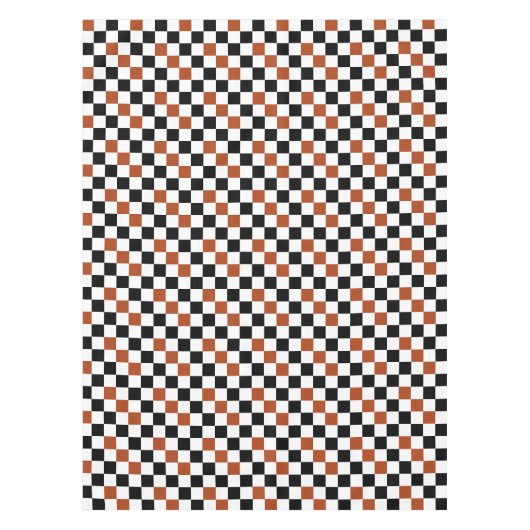 Brown Black White Checkered Pattern Design  テーブルクロス (正面)