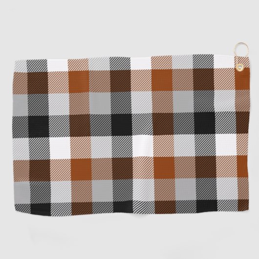 Brown Black White Twill Gingham Design  ゴルフタオル (横)