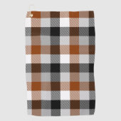 Brown Black White Twill Gingham Design ゴルフタオル (正面)