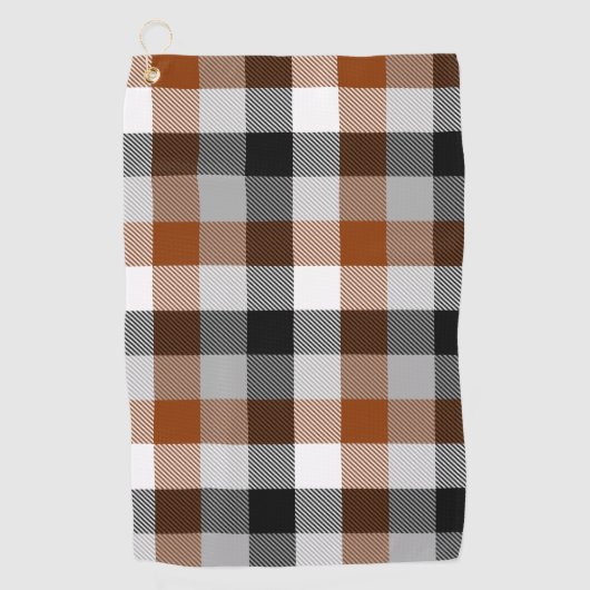 Brown Black White Twill Gingham Design  ゴルフタオル (正面)