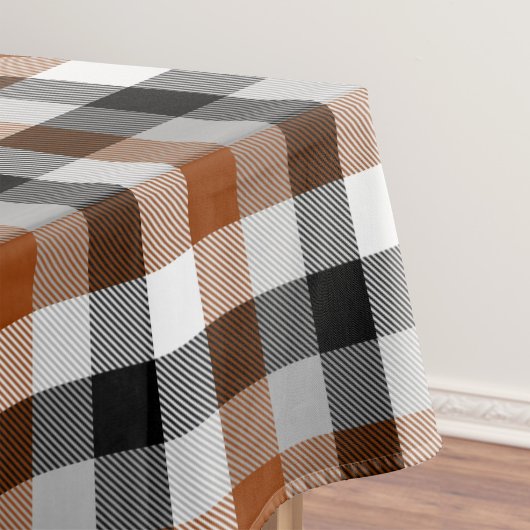 Brown Black White Twill Gingham Design  テーブルクロス