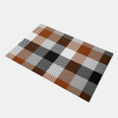 Brown Black White Twill Gingham Design  ドアマット (アングル)
