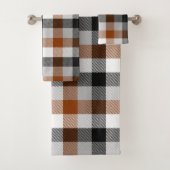 Brown Black White Twill Gingham Design バスタオルセット (インサイチュ)