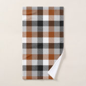 Brown Black White Twill Gingham Design バスタオルセット (ハンドタオル)