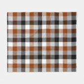 Brown Black White Twill Gingham Design  フリースブランケット (正面(横))