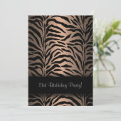 Brown & Black Zebra 21st Birthdayパーティー 招待状 (スタンド正面)
