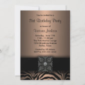 Brown & Black Zebra 21st Birthdayパーティー 招待状 (裏面)