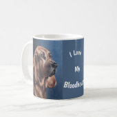 Brown Bloodhound oil painting mug コーヒーマグカップ (正面左)