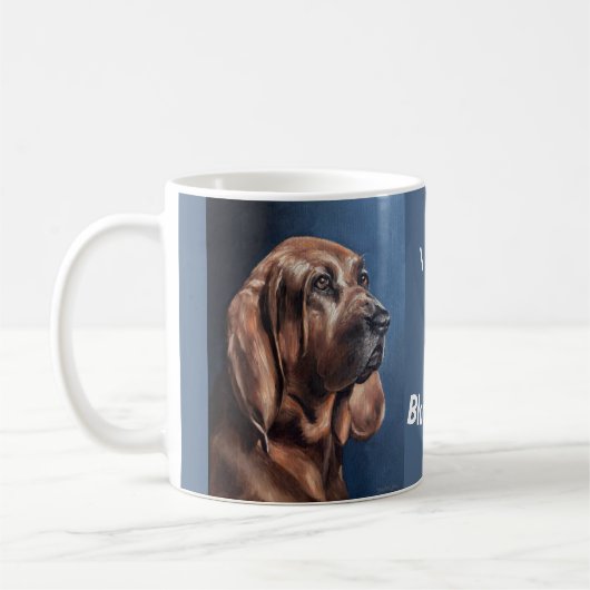 Brown Bloodhound oil painting mug コーヒーマグカップ (左)