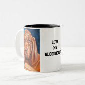 Brown Bloodhound oil painting mug  ツートーンマグカップ (正面左)