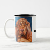 Brown Bloodhound oil painting mug  ツートーンマグカップ (左)