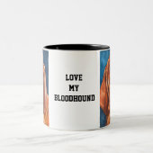 Brown Bloodhound oil painting mug  ツートーンマグカップ (中央)
