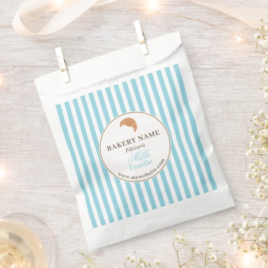 Brown Blue Bakery Logo Product Packaging Bag フェイバーバッグ (クリップ留めされた状態)