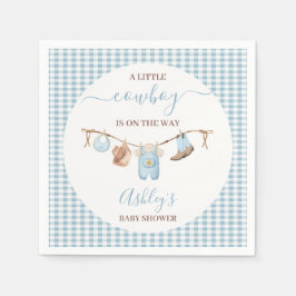 Brown Blue Cothesline Cowboy Baby Shower  スタンダードカクテルナプキン
