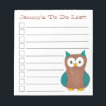 Brown Blue Owl Bird To Doリスパーソナライズされたト ノートパッド<br><div class="desc">リストスタイルTO DOチェックリストのノートパッドデザインは、茶色と青のフクロウの鳥のオリジナルマーカーイラストレーションを備えている。情報でパーソナライズする。この店から図解入りの、写真付きの追加のノートパッドも多く販売されている。このデザインは他の製品でも利用可能である。あなたは何を探しているか分からない?カスタマイ救済ズが必要な場合連絡お前のために何かデザインを持って。</div>