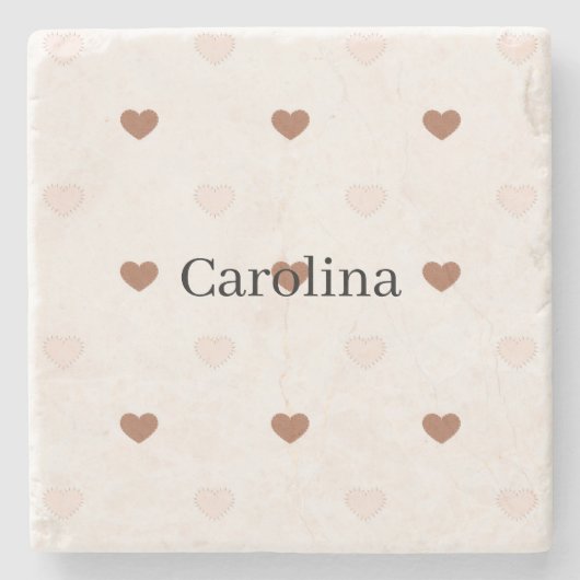 Brown Blush Pink Hearts Love ストーンコースター (正面)
