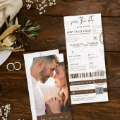 Brown Boarding Pass Destinationの写真結婚 招待状