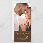 Brown Boarding Pass Destinationの写真結婚 招待状 (裏面)