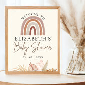 Brown Boho Rainbow Baby Shower Party ポスター