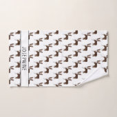 Brown Boston Terrier Cartoon Dog Pattern With Name バスタオルセット (ハンドタオル)