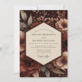 Brown Botanical Moody Wedding 招待状 (正面)
