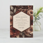 Brown Botanical Moody Wedding 招待状 (スタンド正面)