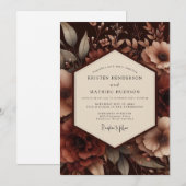 Brown Botanical Moody Wedding 招待状 (正面/裏面)