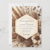 Brown Botanical Woodland Wedding 招待状 (正面)