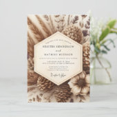 Brown Botanical Woodland Wedding 招待状 (スタンド正面)