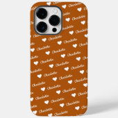 Brown Bronze繰り返し名前スクリプトハート Case-Mate iPhoneケース (裏面)