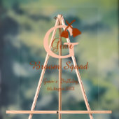 Brown broom Squad Birthday name peach monogram アクリルサイン (ニュートラル)