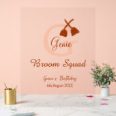 Brown broom Squad Birthday name peach monogram アクリルサイン (ウェディング)