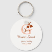 Brown broom Squad Birthday name peach monogram キーホルダー (裏面)