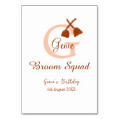 Brown broom Squad Birthday name peach monogram テーブルナンバー (裏面)