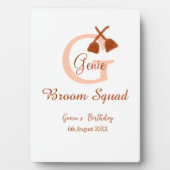 Brown broom Squad Birthday name peach monogram フォトプラーク (正面)
