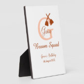Brown broom Squad Birthday name peach monogram フォトプラーク (側面)
