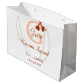 Brown broom Squad Birthday name peach monogram ラージペーパーバッグ (裏面アングル)
