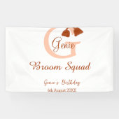 Brown broom Squad Birthday name peach monogram 横断幕 (横)