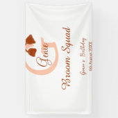 Brown broom Squad Birthday name peach monogram 横断幕 (縦)