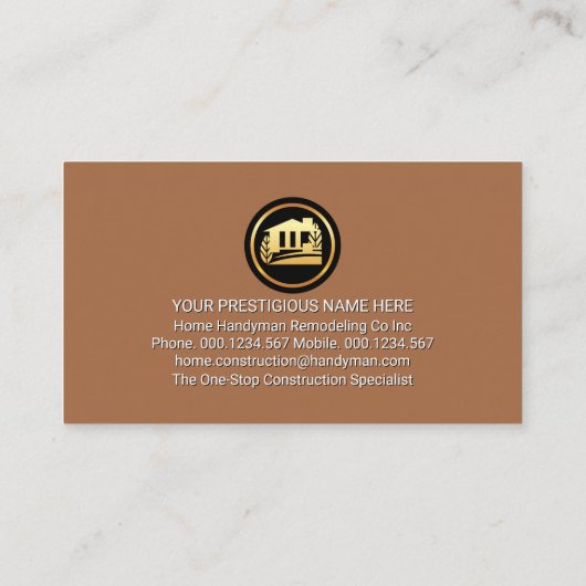 Brown Building Frame With Handyman Tools 名刺 (裏面)