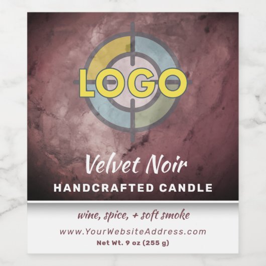 Brown Burgundy Marble Velvet Noir Product Label ワインラベル (シングルラベル)